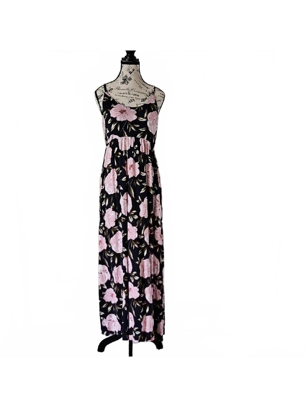 Floral Print Spaghetti Strap Maxi Dress with Back Tie Detail